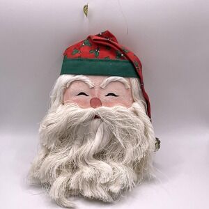 Vintage Santa Head 8" Fabric Christmas Ornament